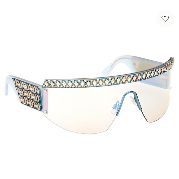 SWAROVSKI Crystal Shield Mask Sunglasses SK0363 Blue Gold Mirror Rare New $700 - Picture 4 of 7